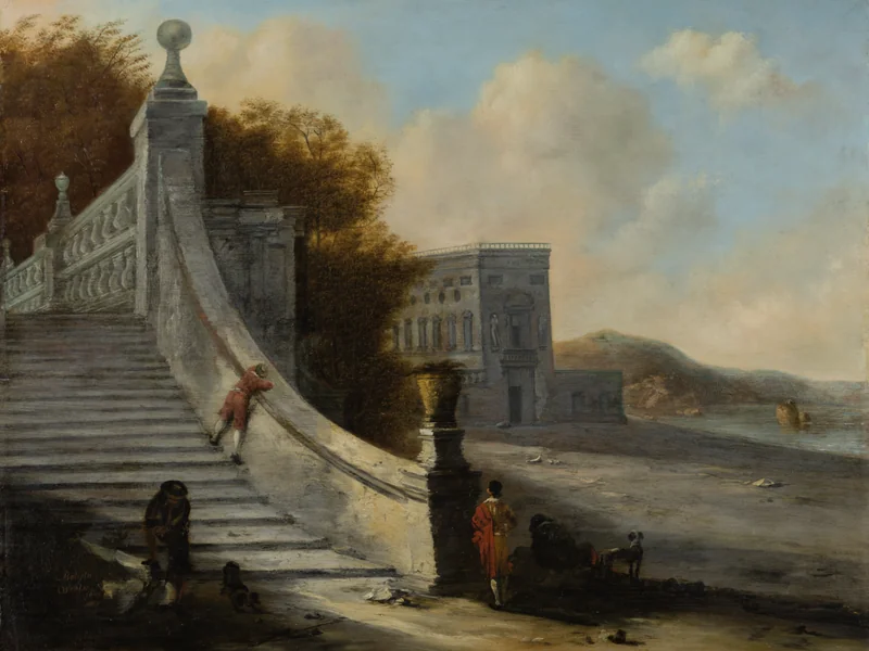 1607-Johann Wilhelm Baur - Palazzo con scalinata esterna sul mare
